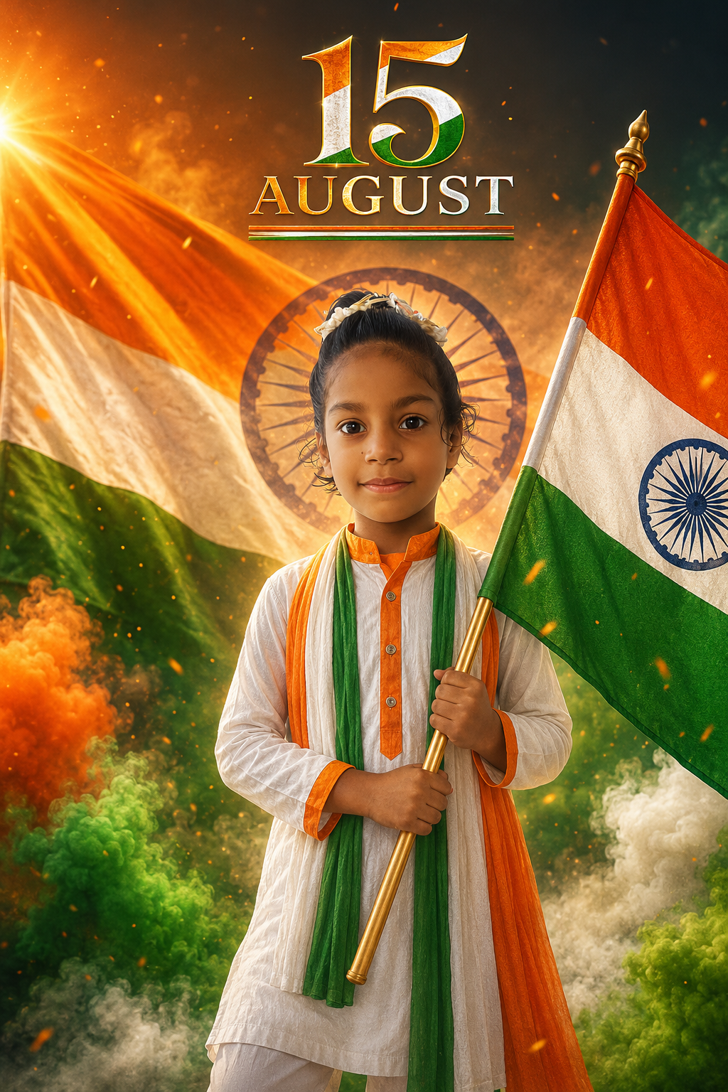 15 august with white kurta-pajama
